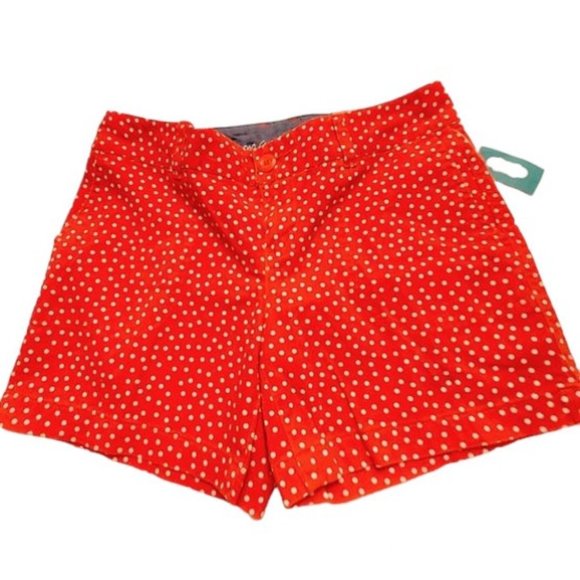 Maurices Orange with White Polka Dot Mid-Rise Shorts Size 3/4 NWT - Picture 1 of 6